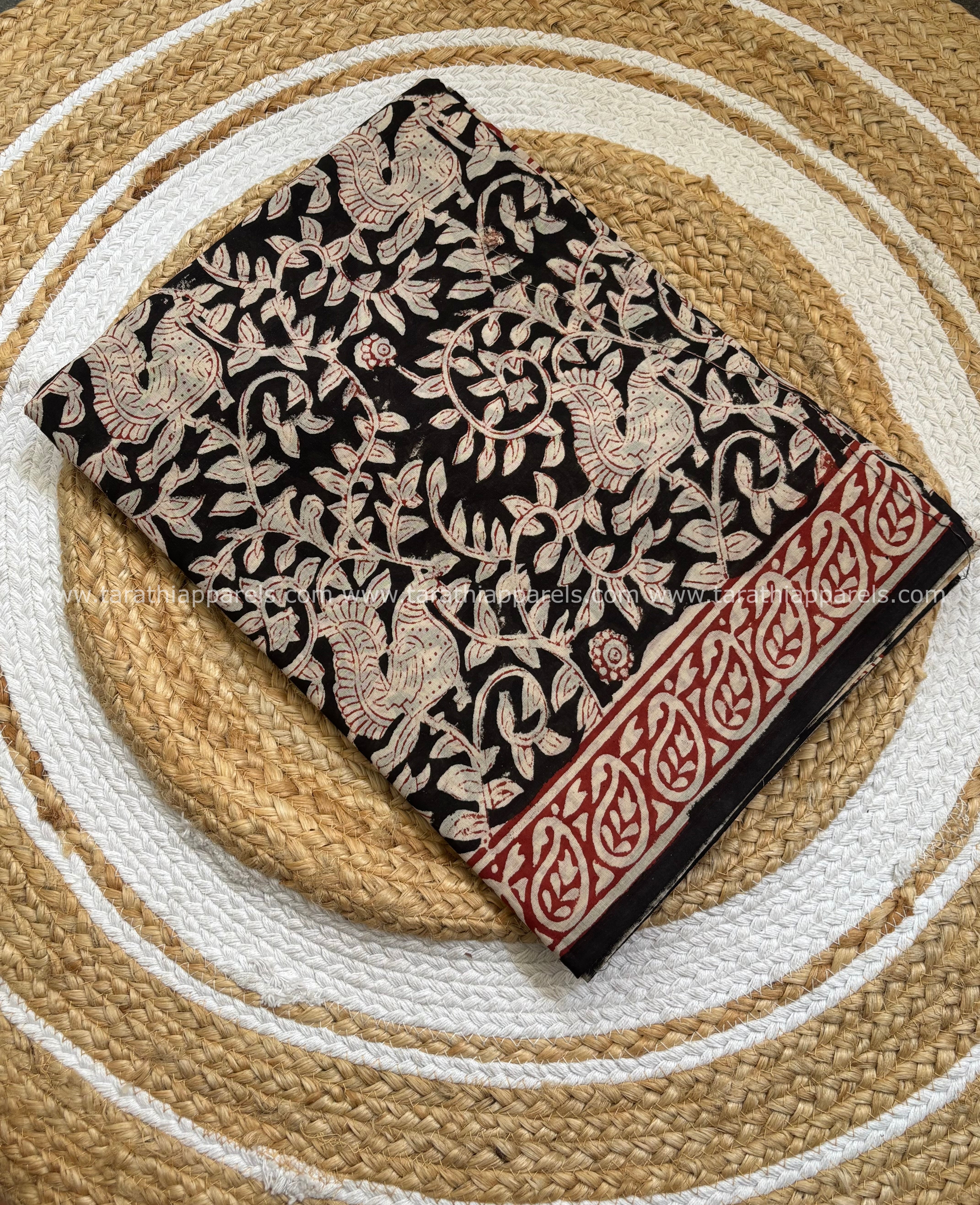 Tarathi Black with Maroon cotton saree