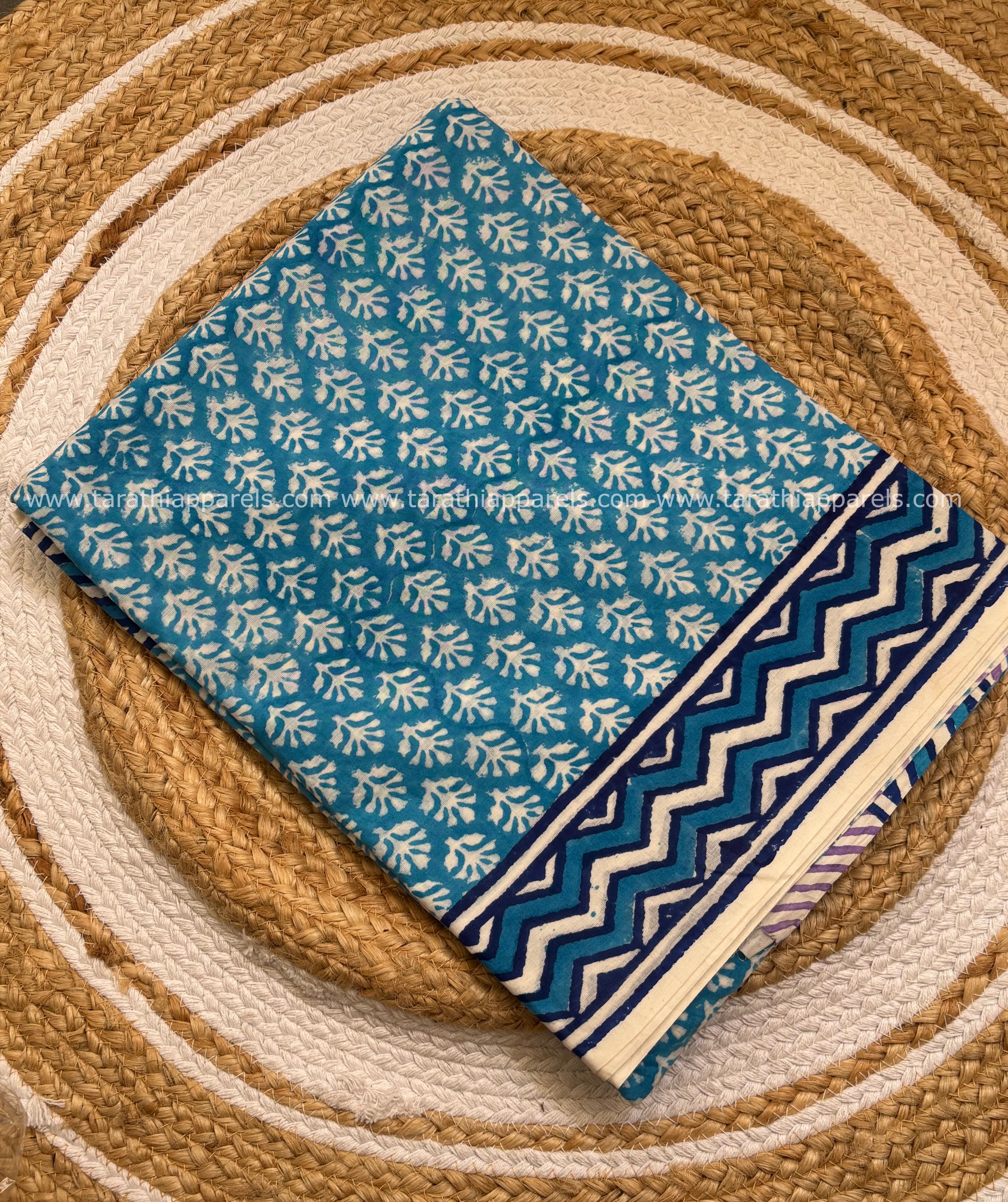 Tarathi Blue cotton saree