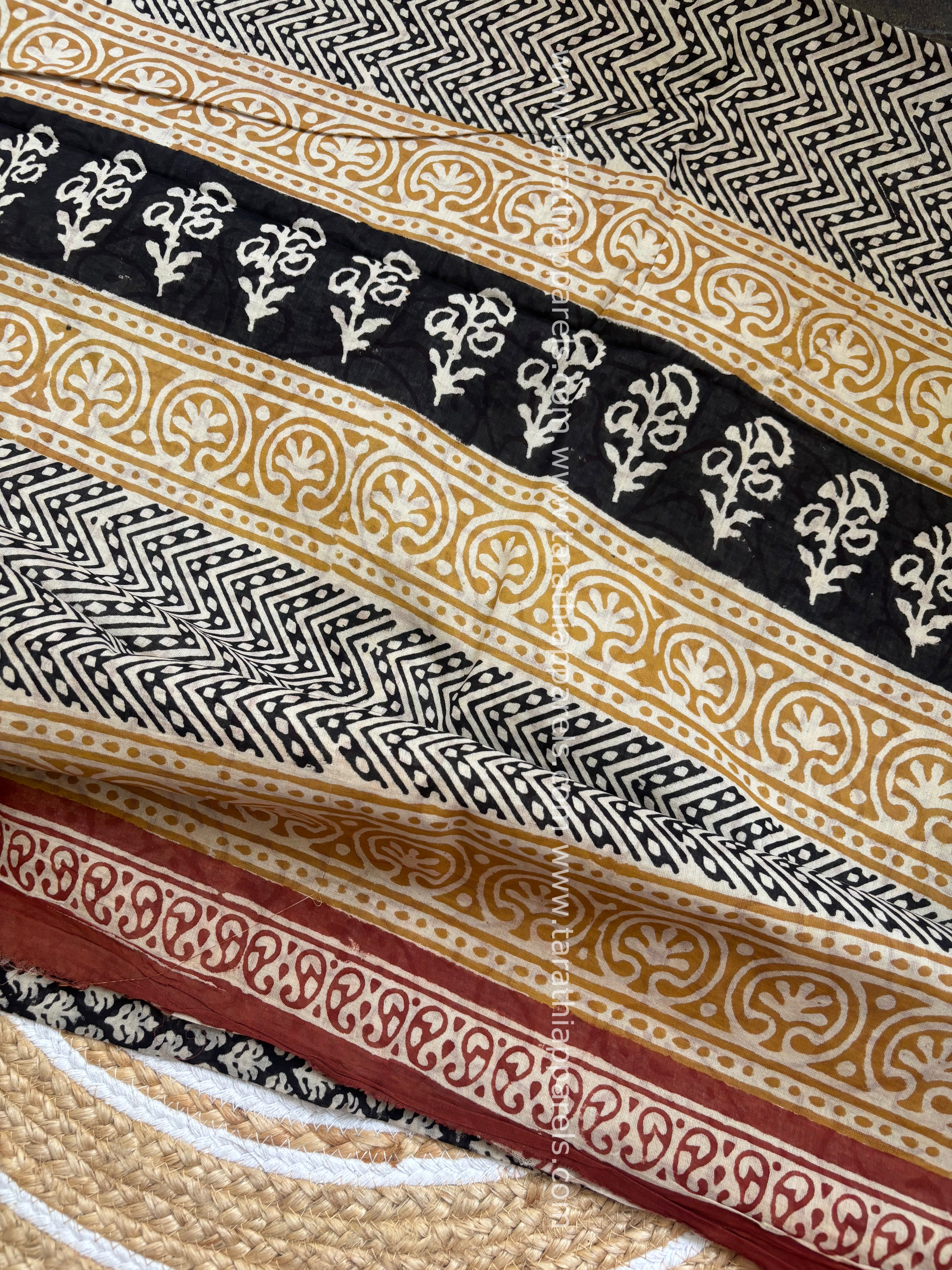 Tarathi Black and Cream cotton saree CS04