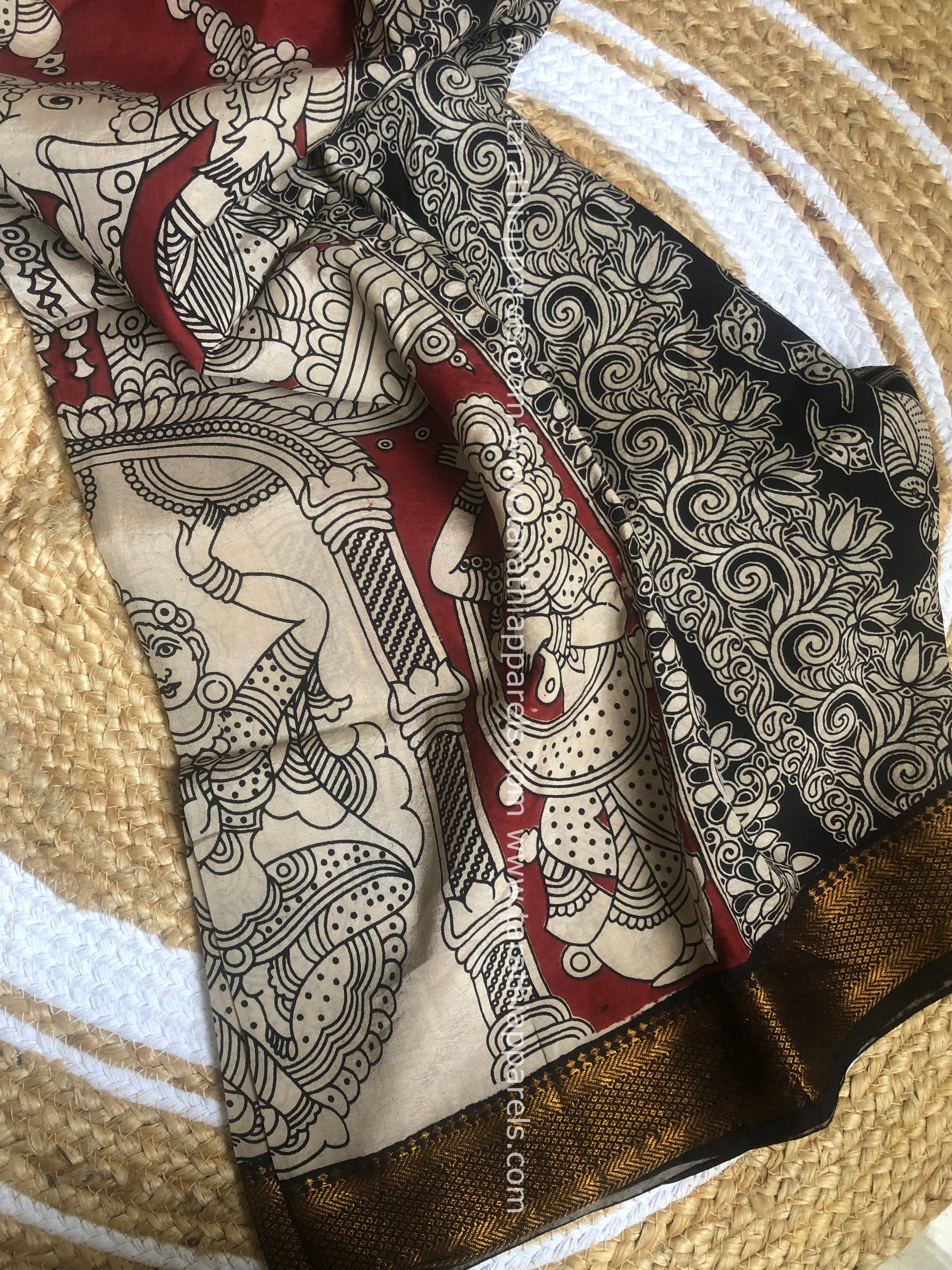 Handblock printed kalamkari Duppatta with Nizam Border DP02