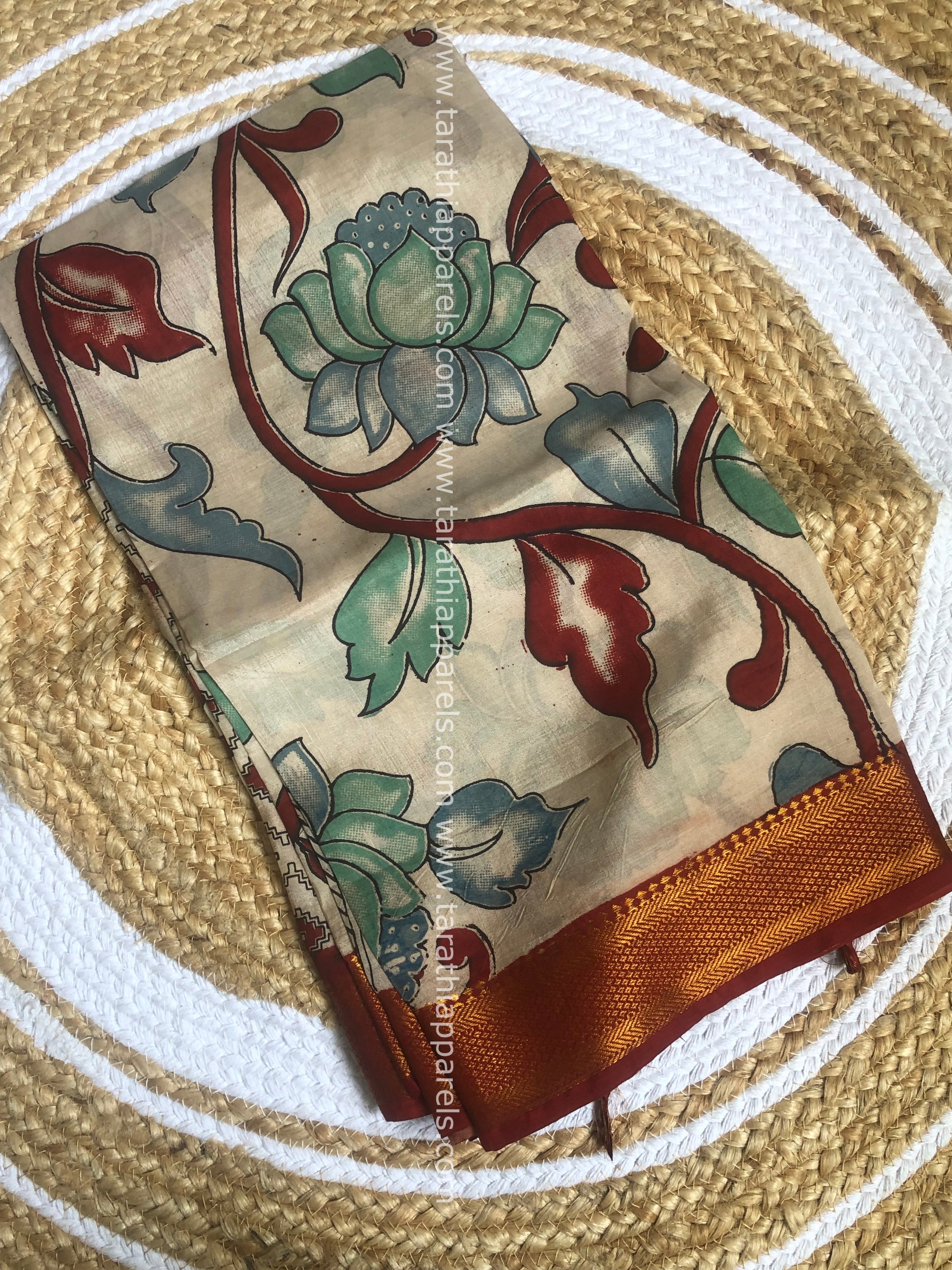 Handblock printed kalamkari Duppatta with Nizam Border DP03