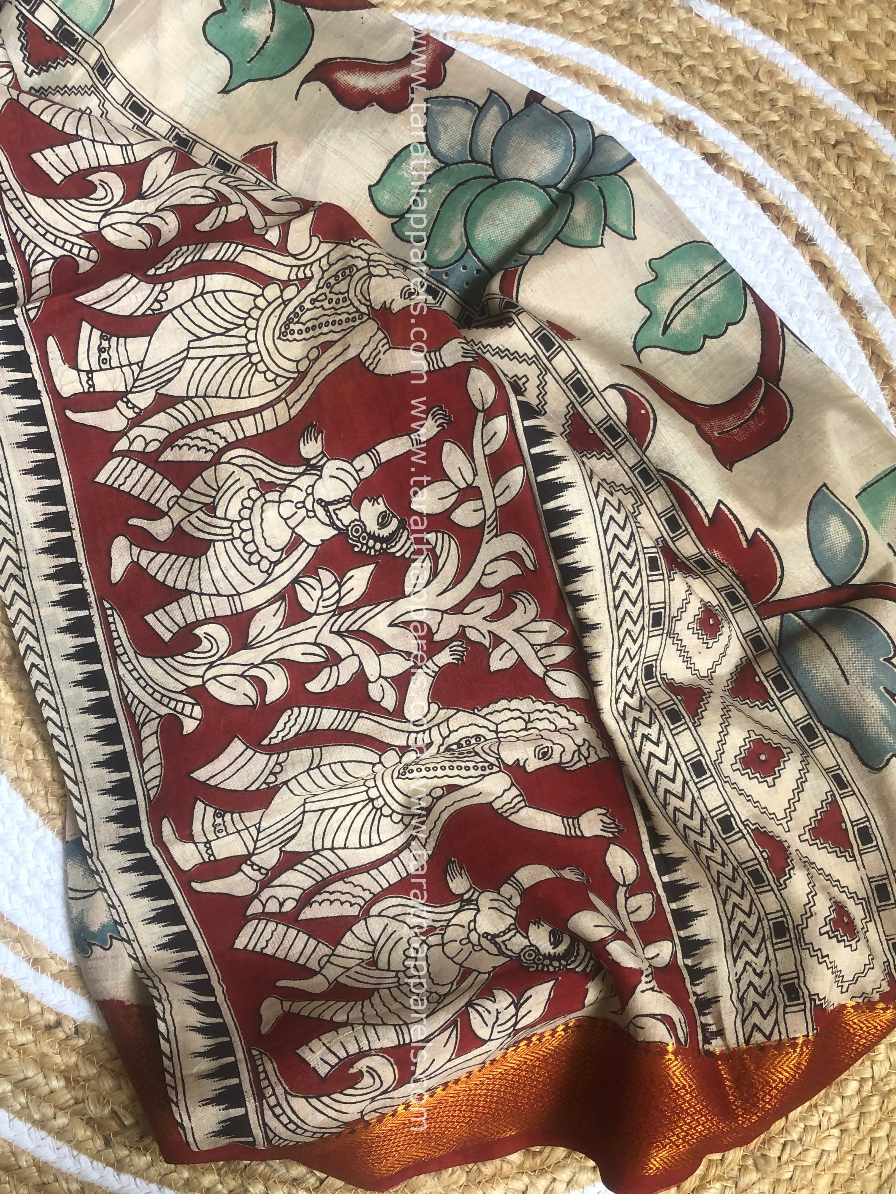 Handblock printed kalamkari Duppatta with Nizam Border DP03