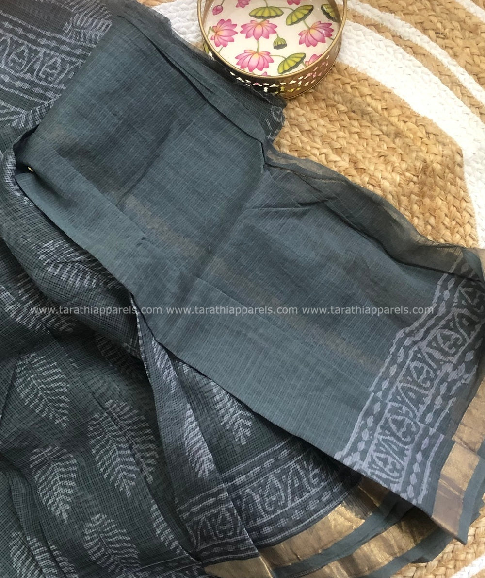 Tarathi Gray color Kota cotton saree