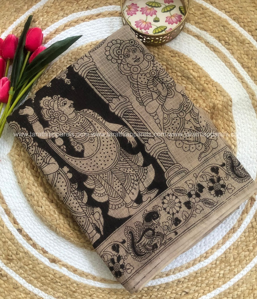 Tarathi Black and White Kota cotton saree