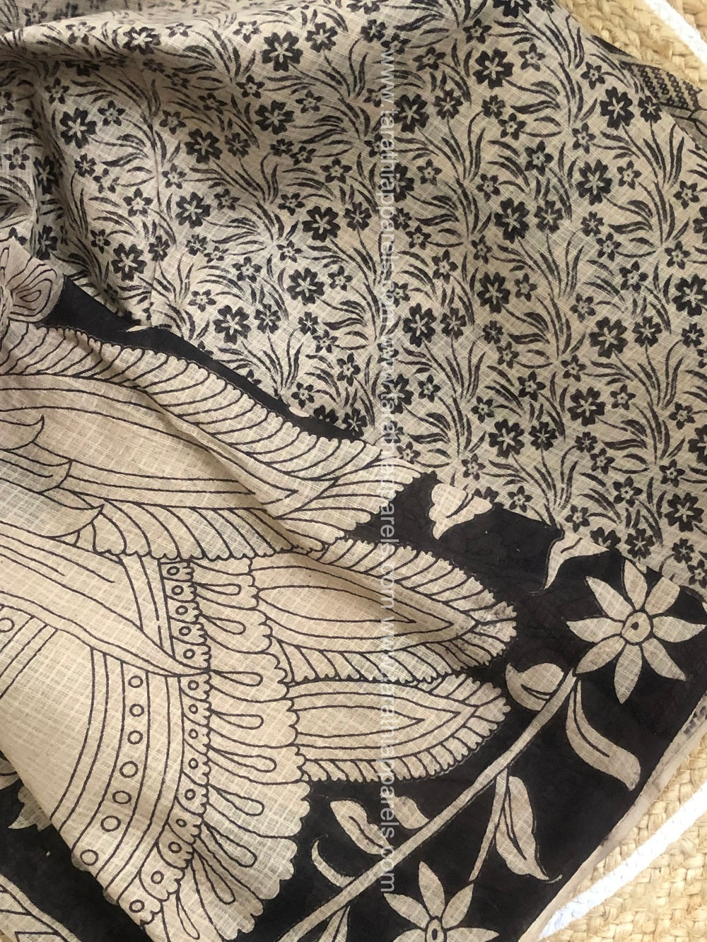 Tarathi Black and White Kota cotton saree