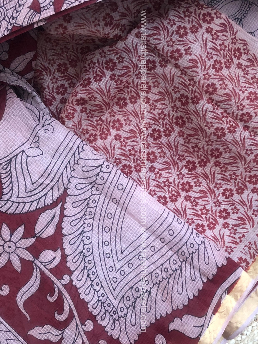 Tarathi Brick Red Kota cotton saree