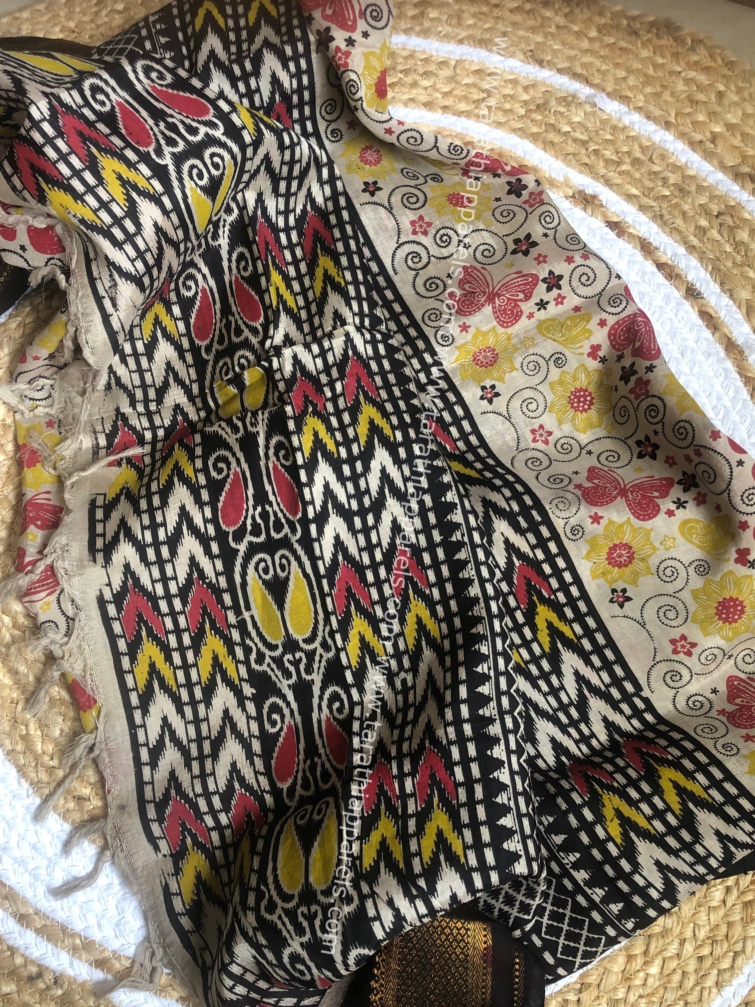 Handblock printed kalamkari Duppatta with Nizam Border DP05