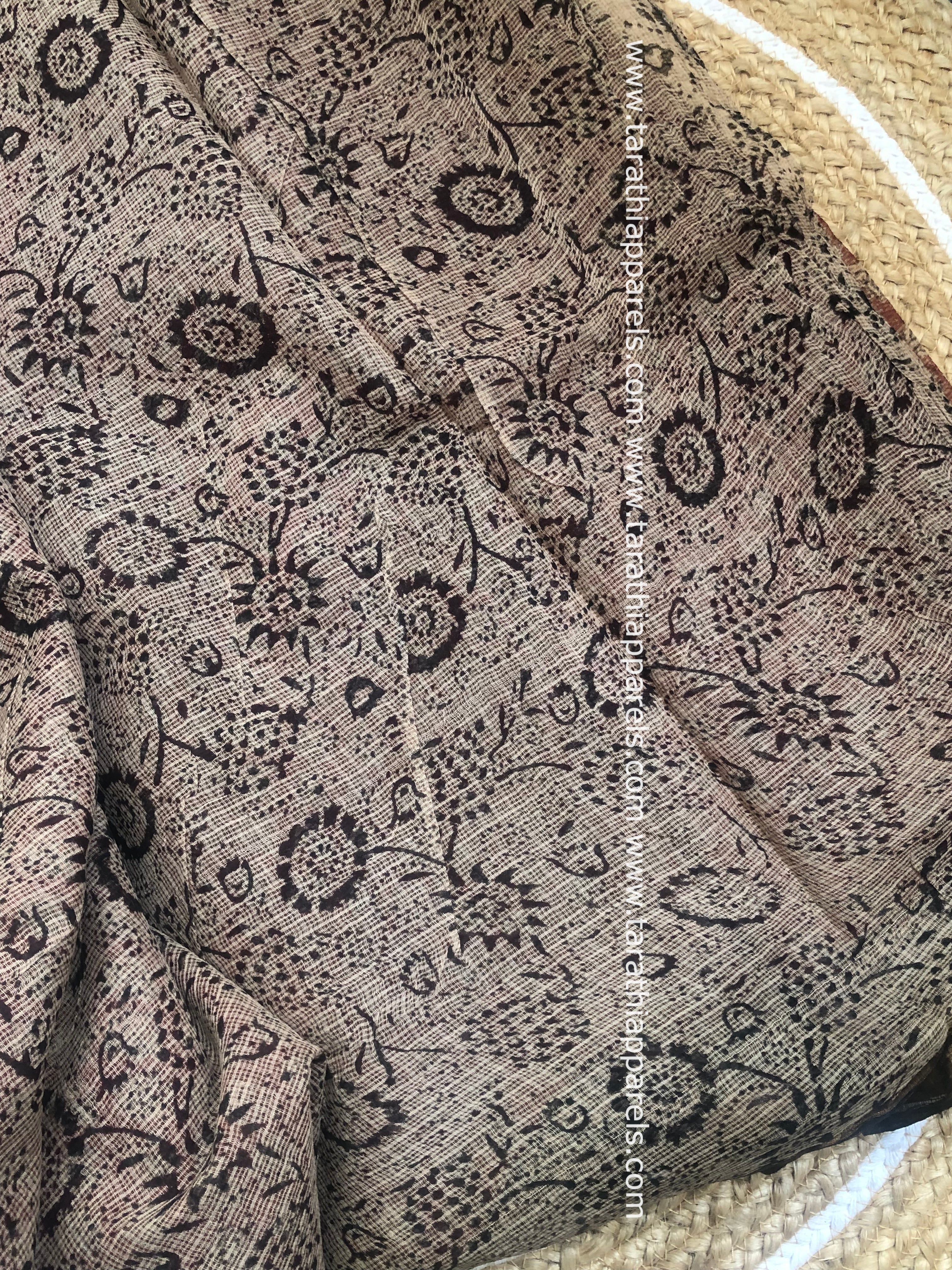 Tarathi Black with Maroon Kota cotton saree KS05