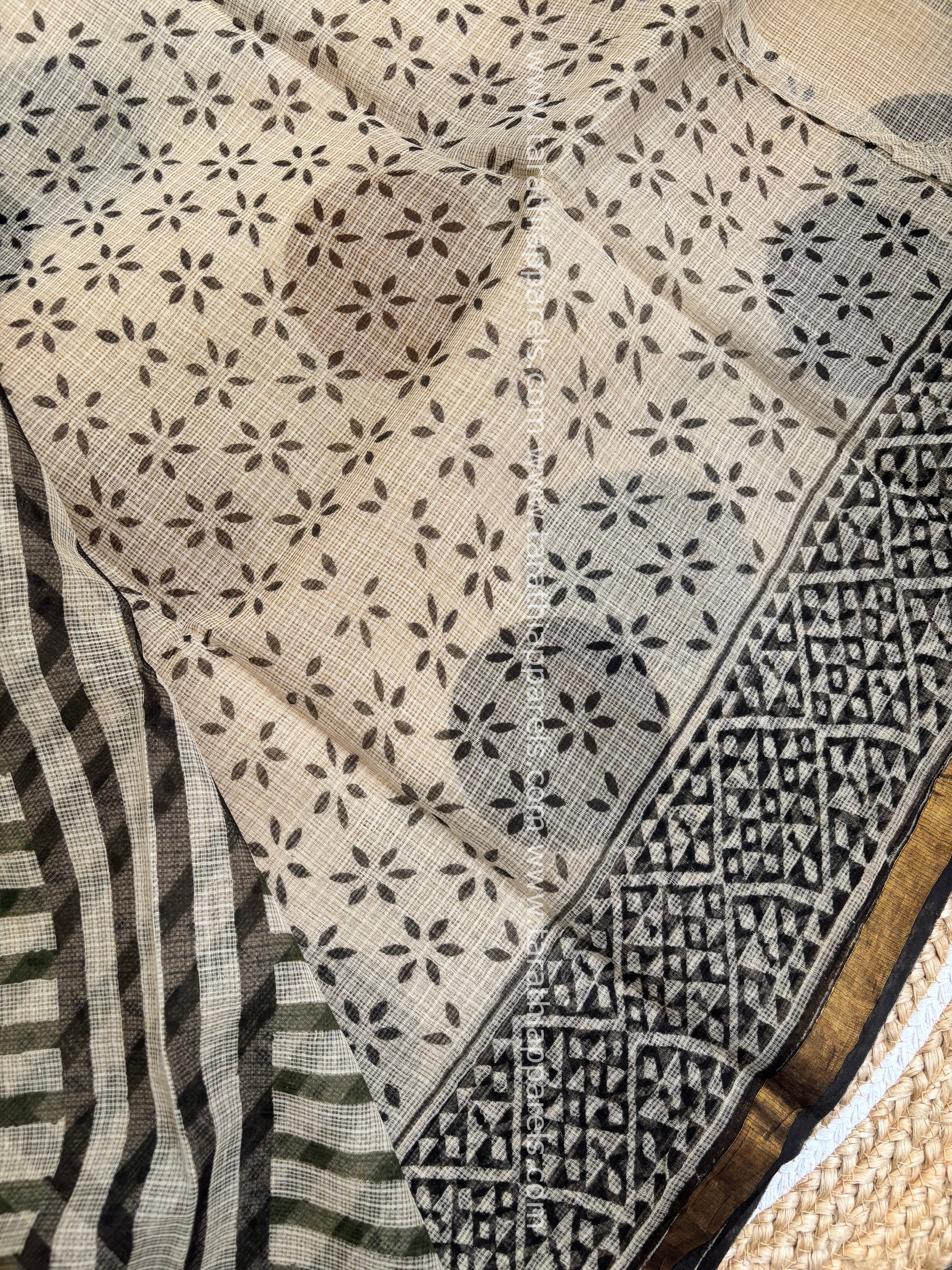 Tarathi  Black and cream  Kota  cotton  saree KS09