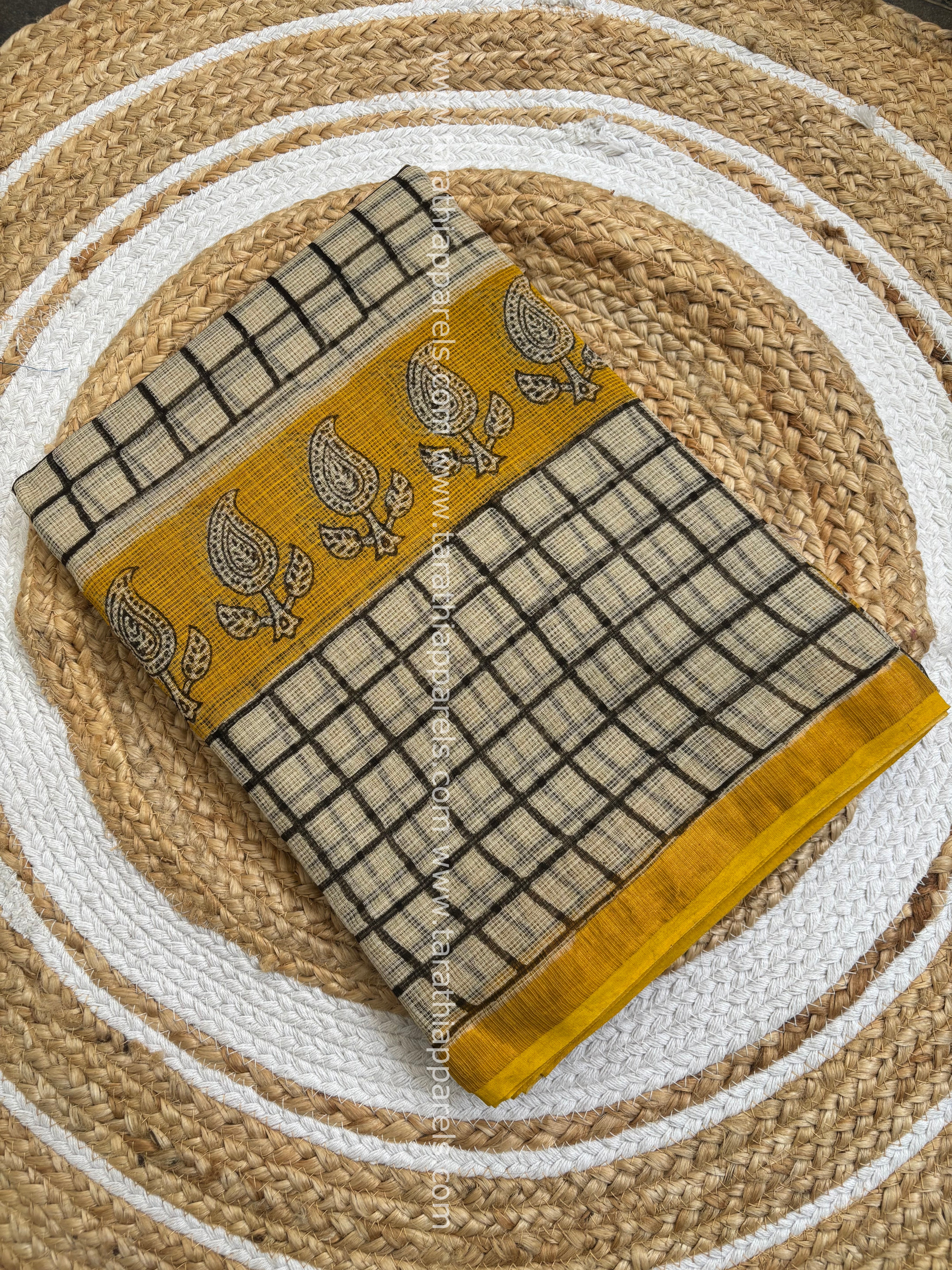Tarathi Yellow and Black  Kota cotton saree KS10