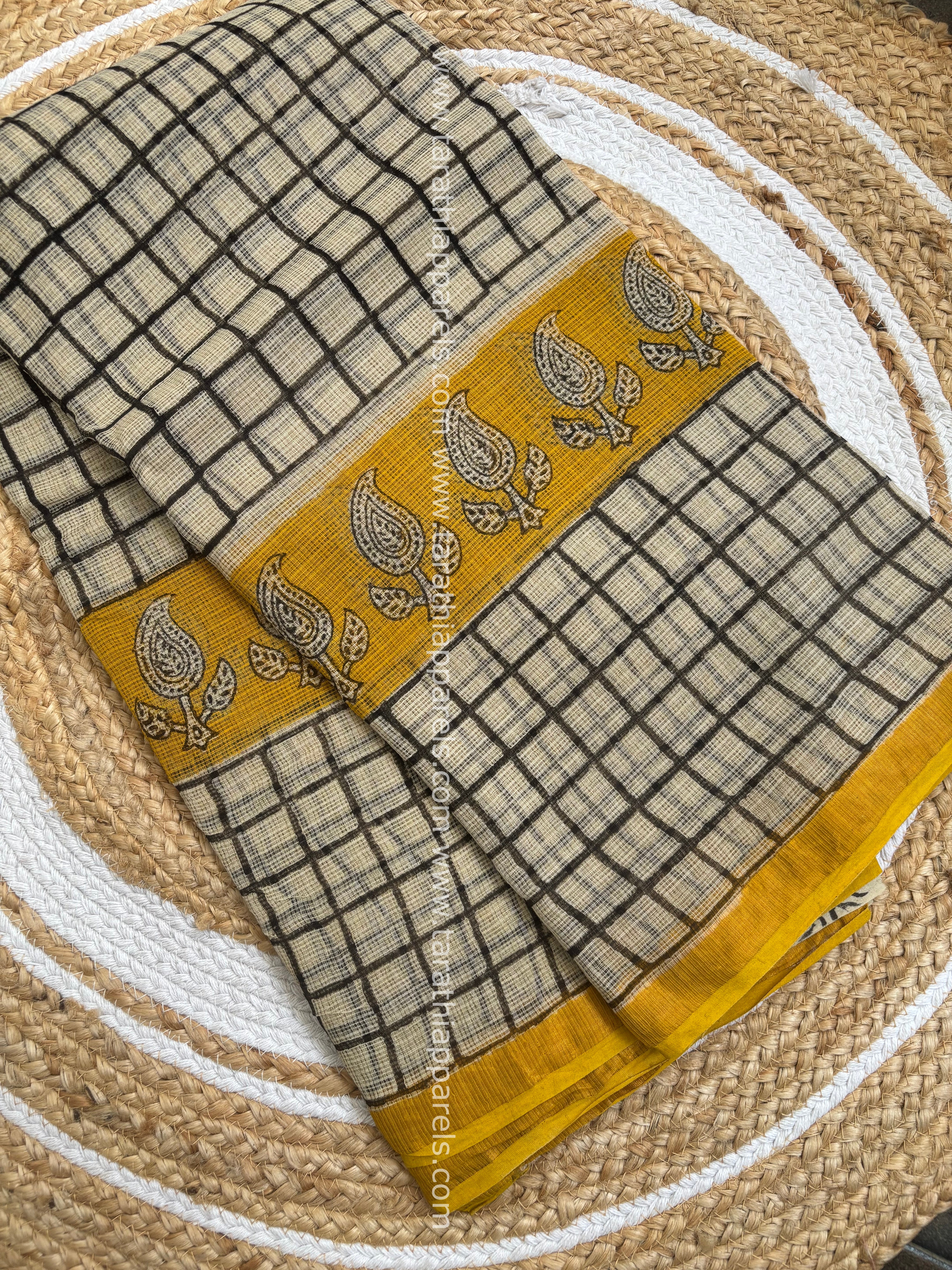 Tarathi Yellow and Black  Kota cotton saree KS10
