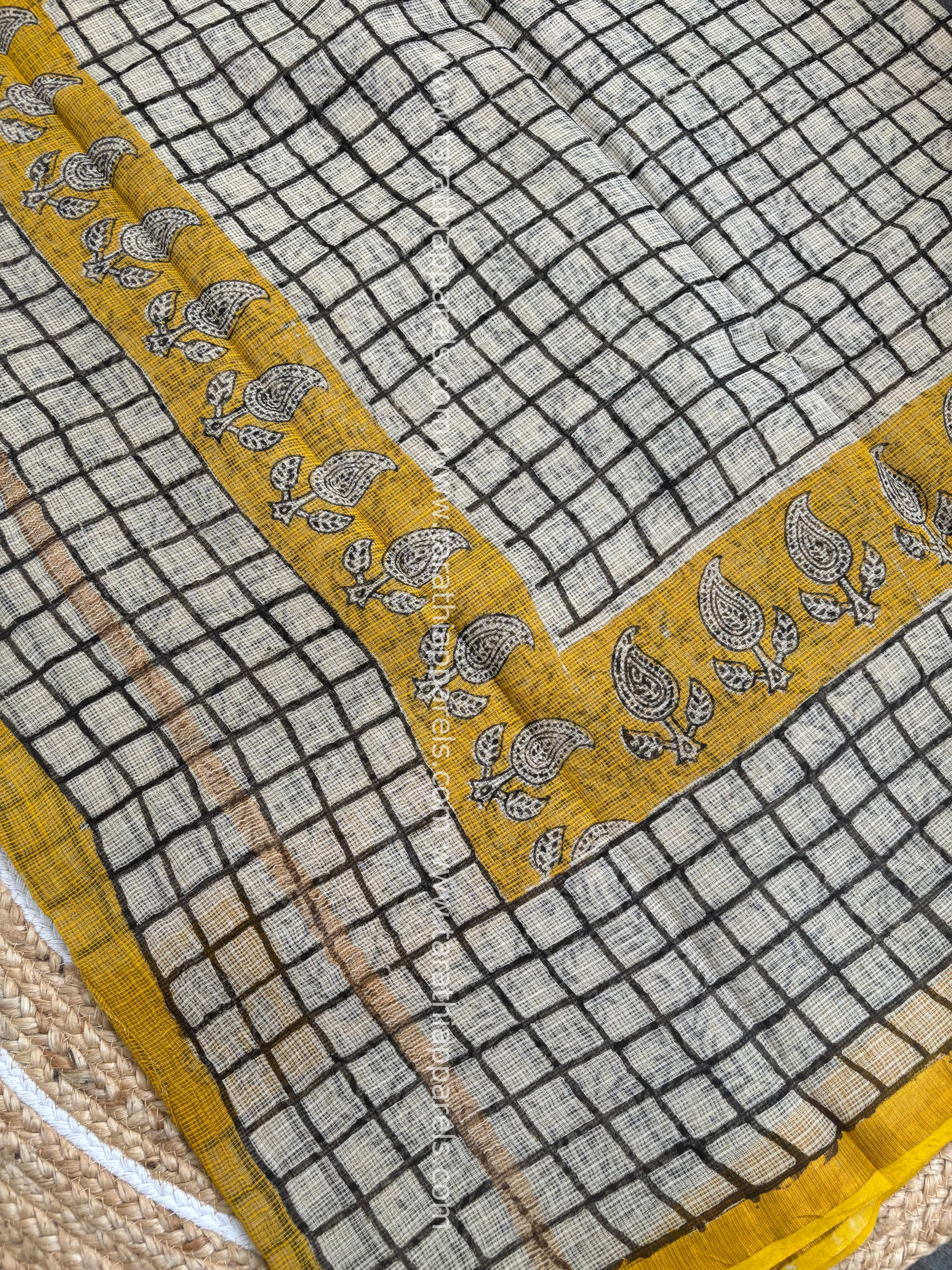 Tarathi Yellow and Black  Kota cotton saree KS10