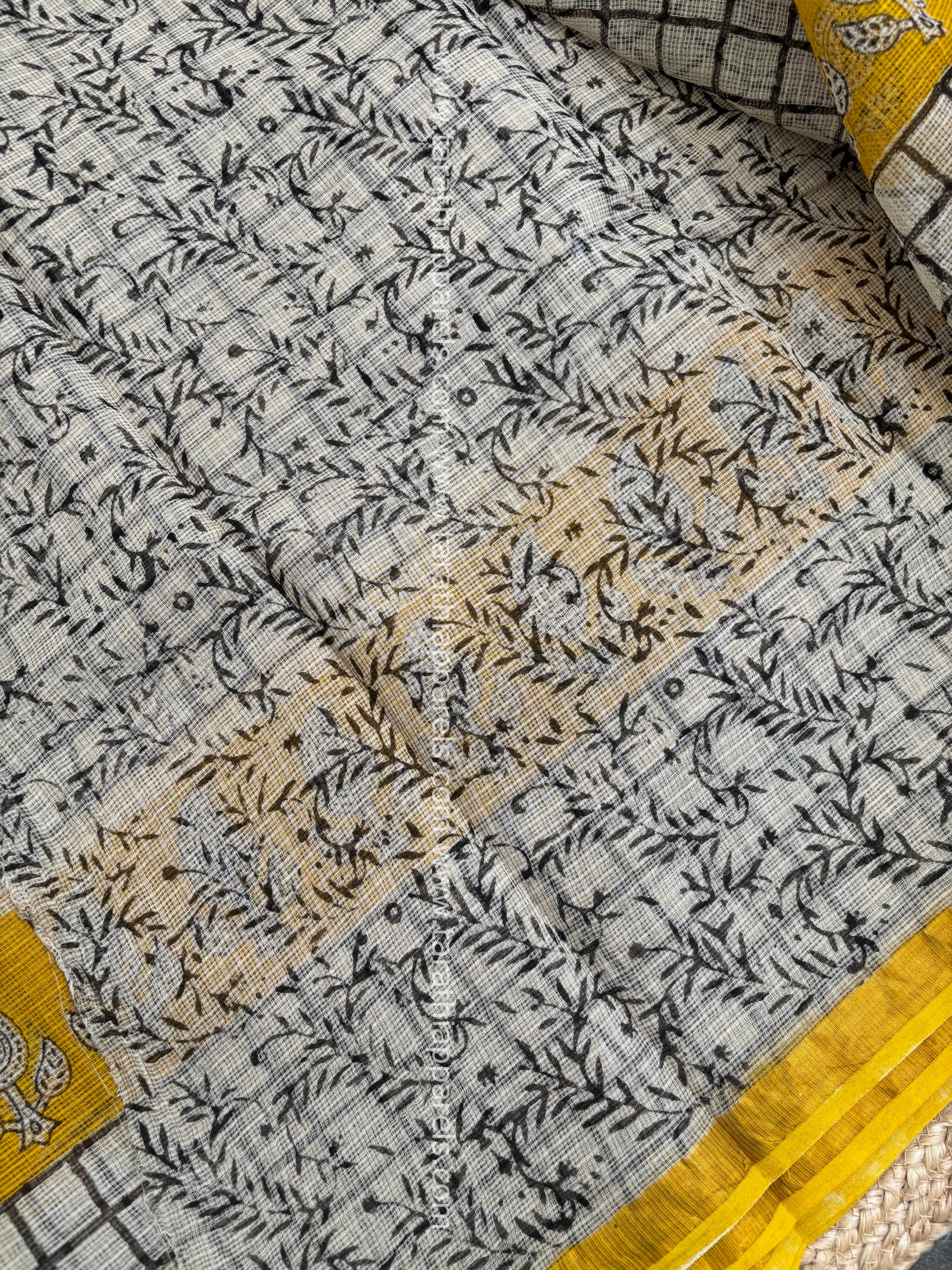 Tarathi Yellow and Black  Kota cotton saree KS10