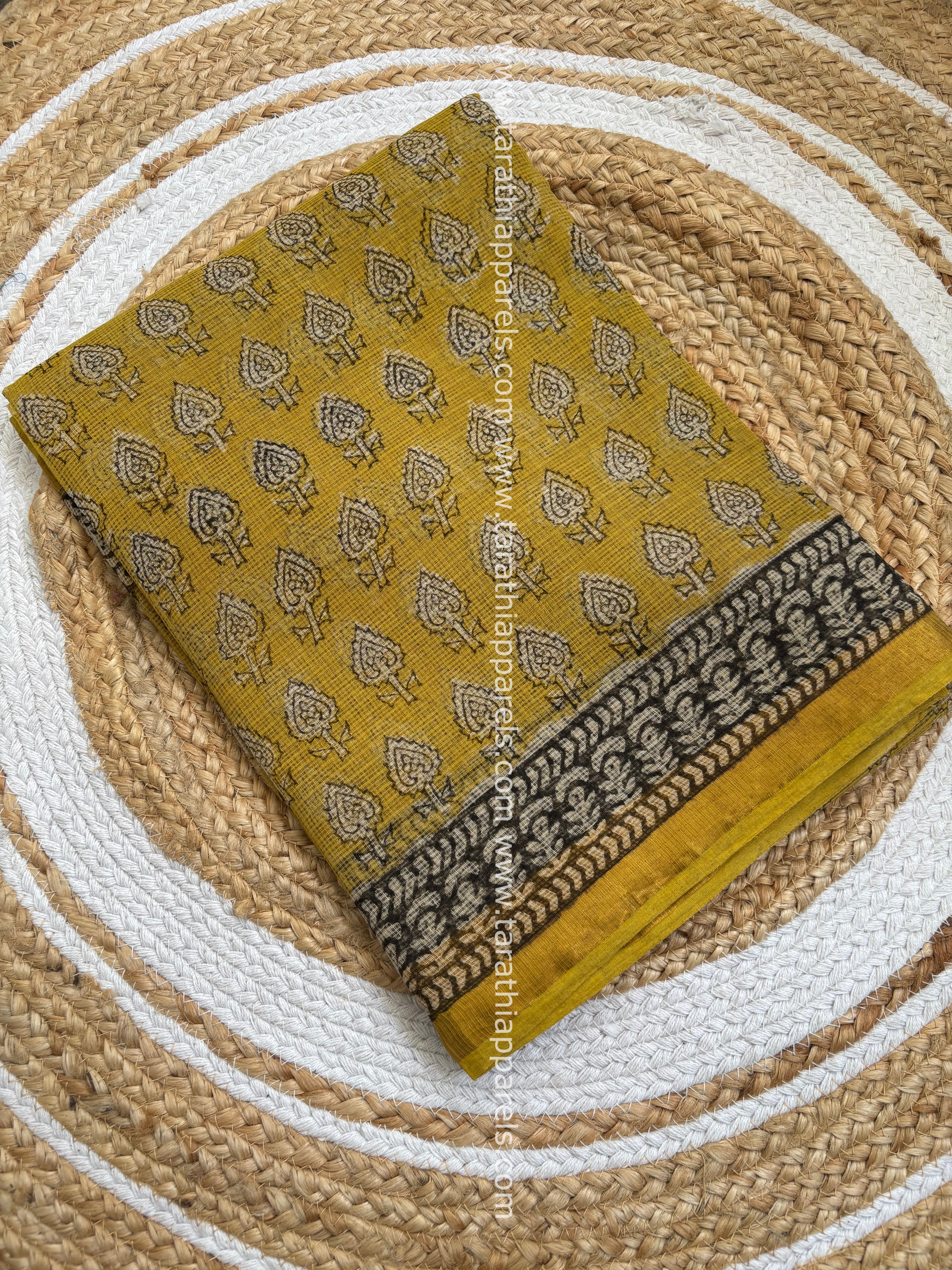 Tarathi Yellow and Black Kota cotton saree KS14