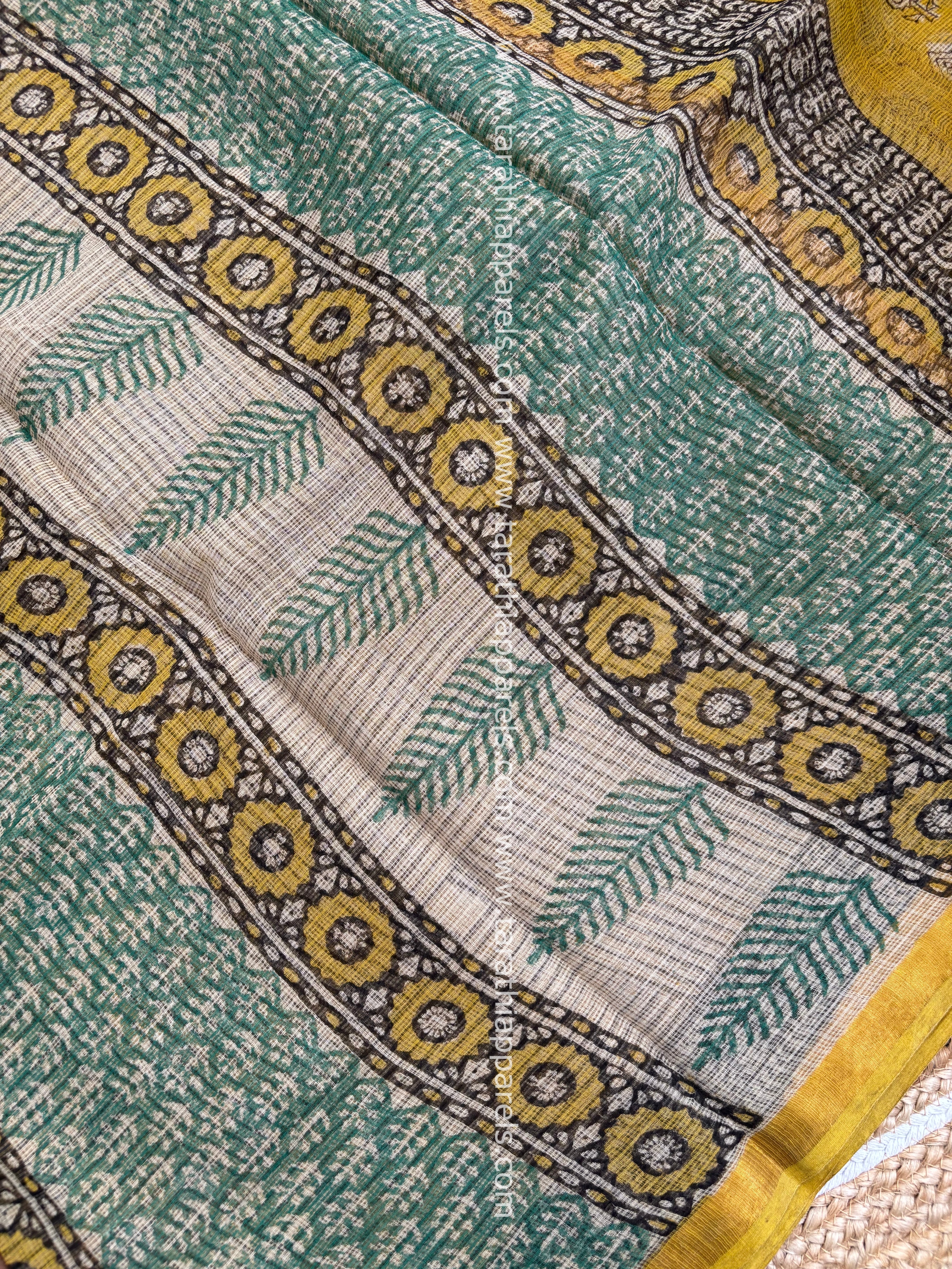 Tarathi Yellow and Black Kota cotton saree KS14
