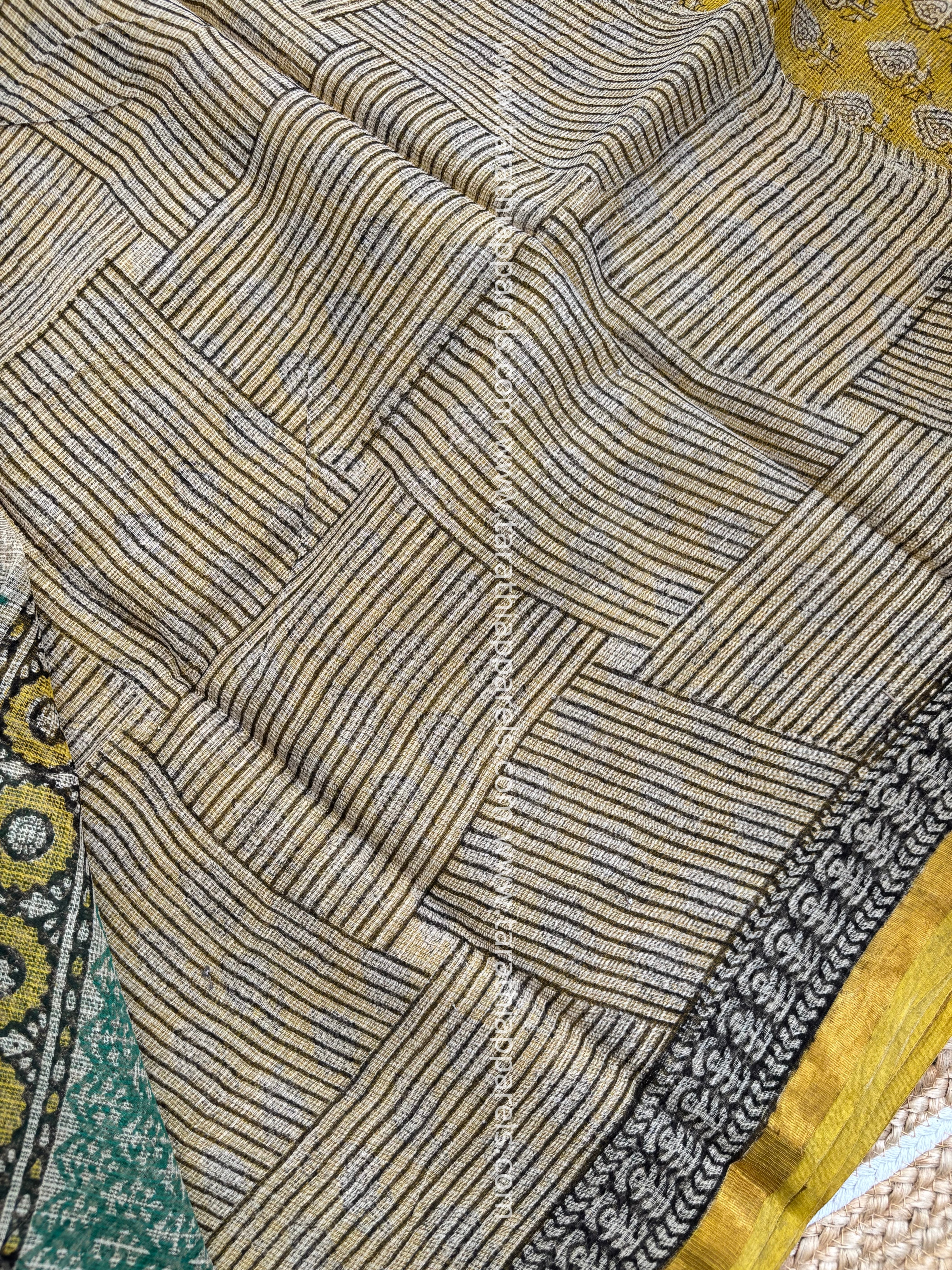 Tarathi Yellow and Black Kota cotton saree KS14