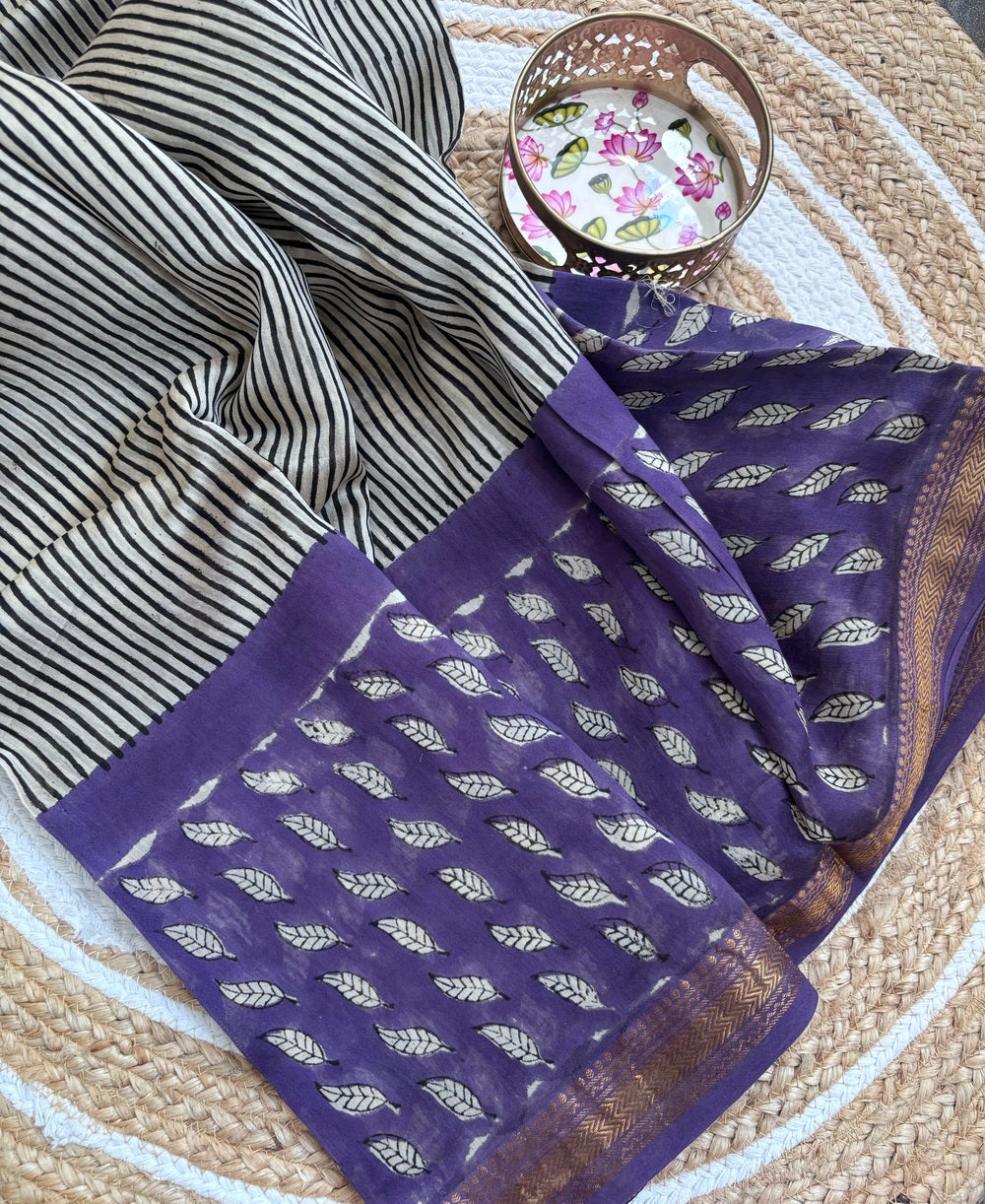 Tarathi Lavender Maheshwari silk cotton saree